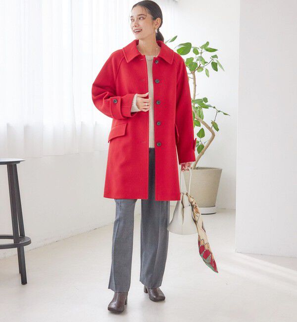SHIPS for women「千鳥 / ソリッド ウール メルトン ステンカラー コート」|ステンカラーコート|