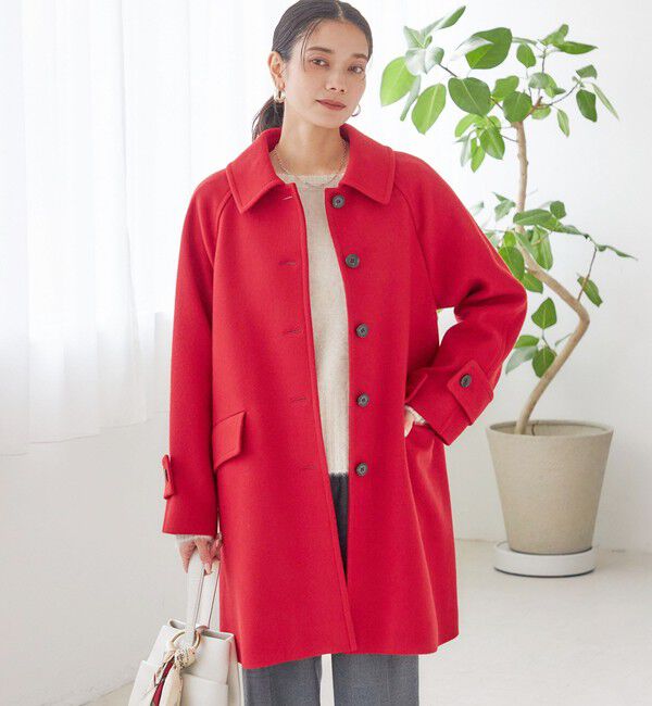 SHIPS for women「千鳥 / ソリッド ウール メルトン ステンカラー コート」|ステンカラーコート|