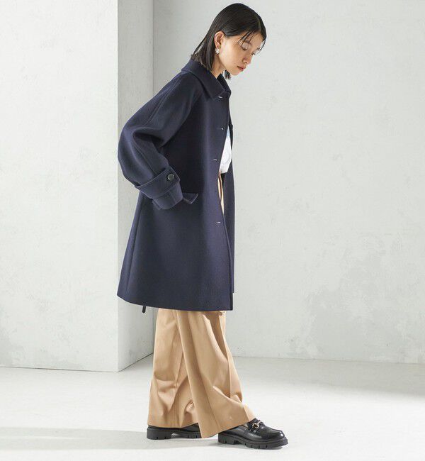 SHIPS for women「千鳥 / ソリッド ウール メルトン ステンカラー コート」|ステンカラーコート|