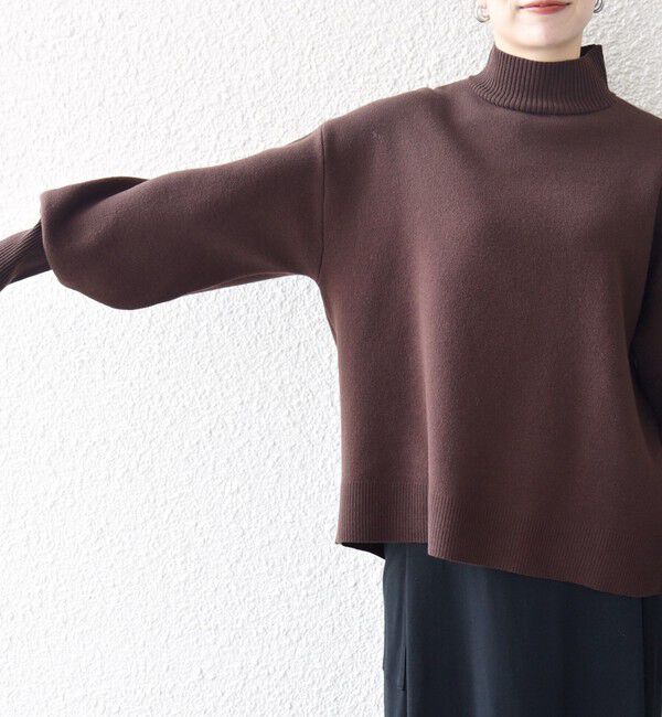 SHIPS any「SHIPS any:〈洗濯機可能〉ハイネック ボリュームスリーブ ロングリブ ニット プルオーバー」|ニット・セーター|