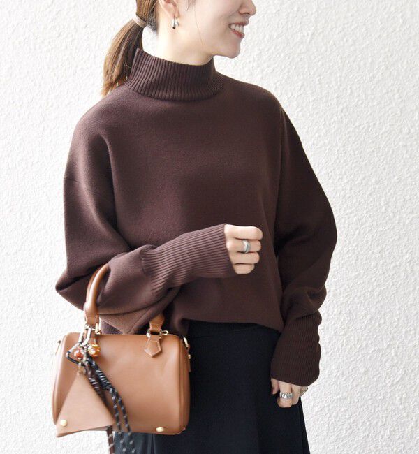 SHIPS any「SHIPS any:〈洗濯機可能〉ハイネック ボリュームスリーブ ロングリブ ニット プルオーバー」|ニット・セーター|