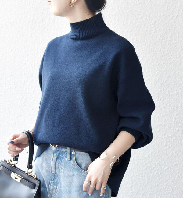 SHIPS any「SHIPS any:〈洗濯機可能〉ハイネック ボリュームスリーブ ロングリブ ニット プルオーバー」|ニット・セーター|