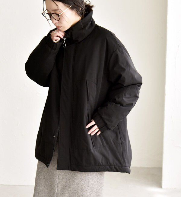 quaranciel:〈撥水加工〉中綿 スタンドカラー ダブル ジップ