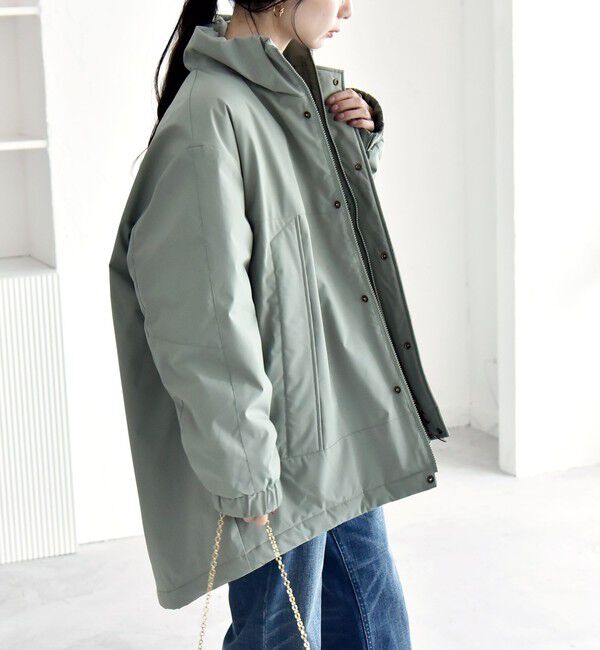 quaranciel:〈撥水加工〉中綿 スタンドカラー ダブル ジップ