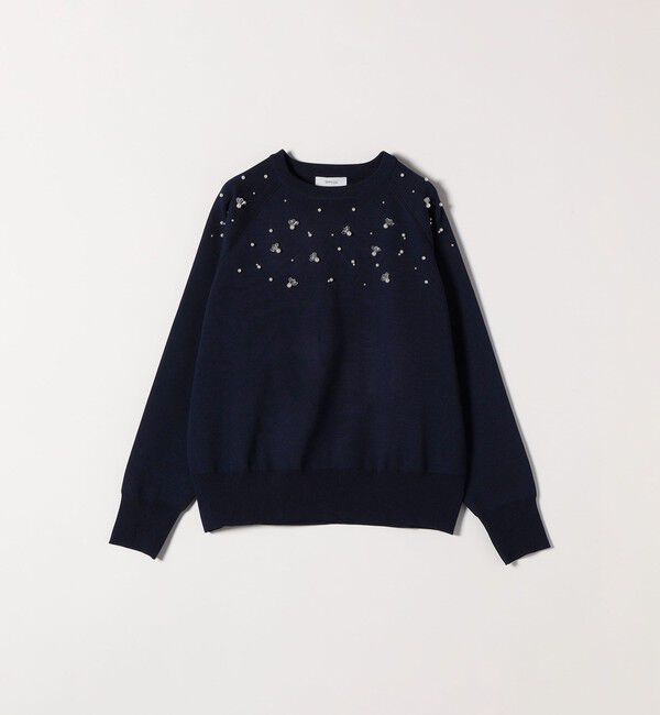 SHIPS any「SHIPS any:〈手洗い可能〉パールモチーフ ビジュー クルーネック ニット」|ニット・セーター|