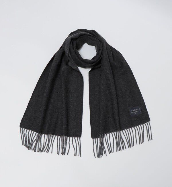 SHIPS「SHIPS: カシミヤ ヘリンボーン リバーシブル マフラー」|ストール|ダークグレー