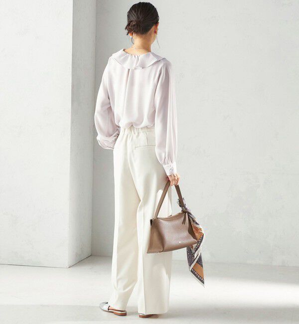 SHIPS for women「〈手洗い可能〉ダブル クロス セミ ワイド パンツ（セレモニー対応可）」|その他|