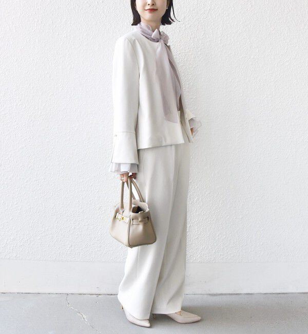 SHIPS for women「〈手洗い可能〉ダブル クロス セミ ワイド パンツ（セレモニー対応可）」|その他|