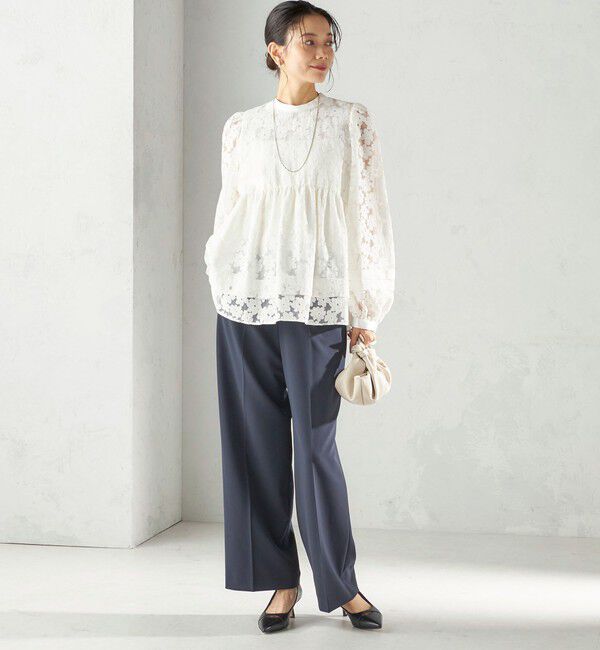 SHIPS for women「〈手洗い可能〉ダブル クロス セミ ワイド パンツ（セレモニー対応可）」|その他|