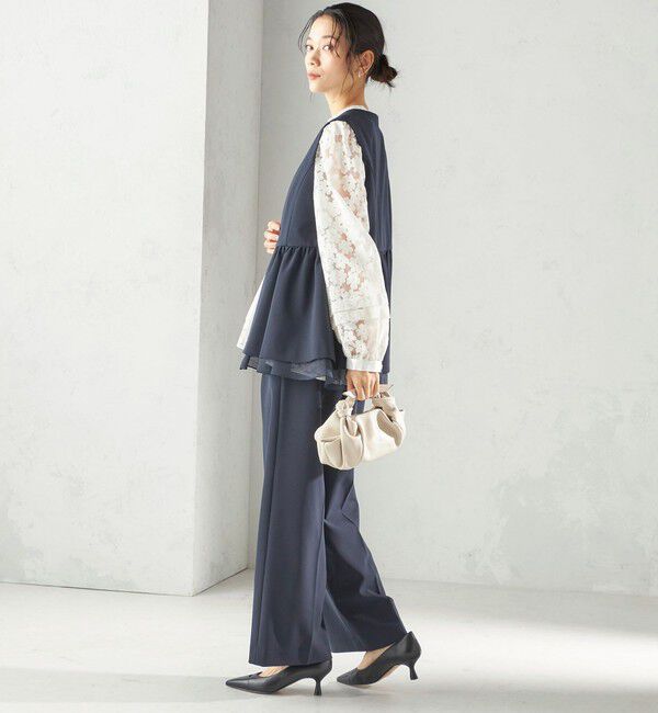 SHIPS for women「〈手洗い可能〉ダブル クロス セミ ワイド パンツ（セレモニー対応可）」|その他|