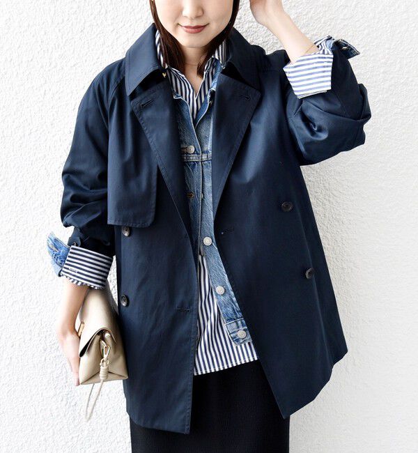 SHIPS for women「〈撥水加工〉バック ギャザー ドロスト ミディ丈 トレンチ」|トレンチコート|