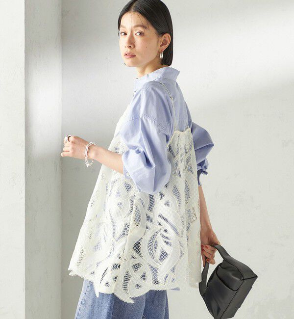 SHIPS for women「〈手洗い可能〉刺繍 スカラップ レース キャミソール」|キャミソール|