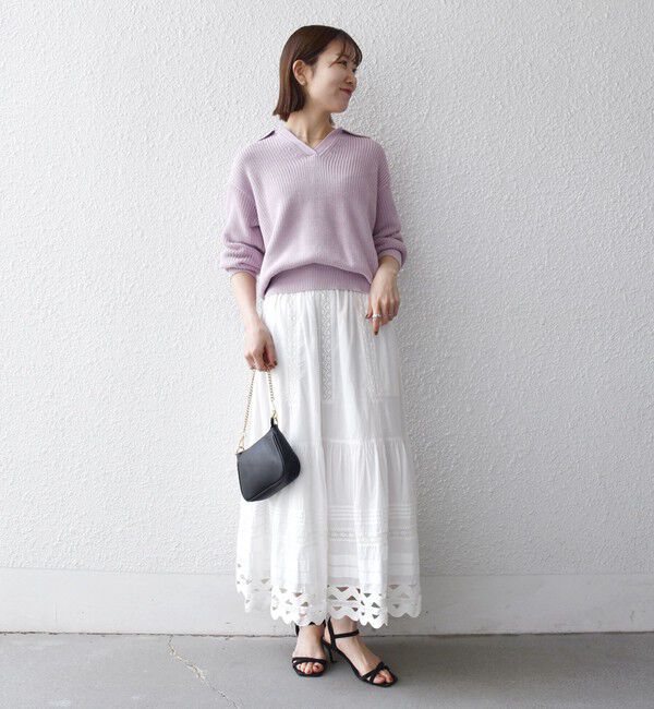 SHIPS any「SHIPS any:〈手洗い可能〉コットン ミックス スキッパー ポロ ニット プルオーバー」|ニット・セーター|