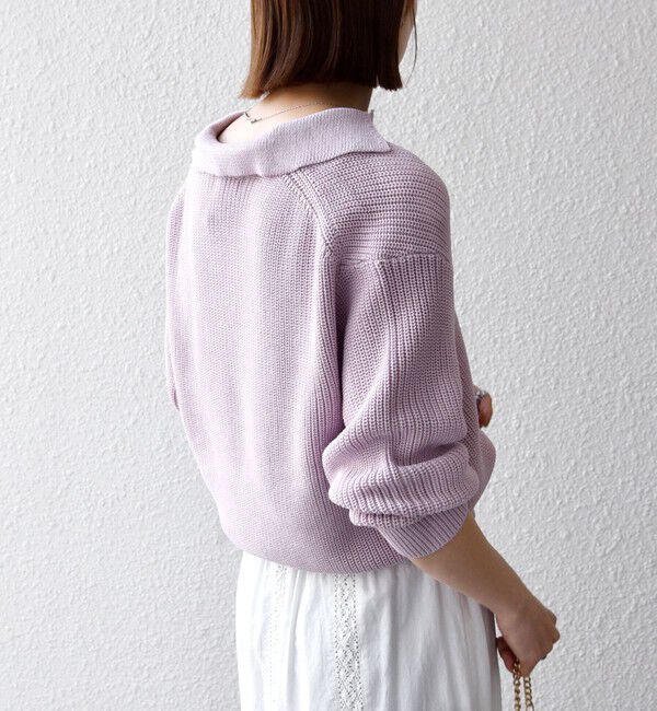 SHIPS any「SHIPS any:〈手洗い可能〉コットン ミックス スキッパー ポロ ニット プルオーバー」|ニット・セーター|