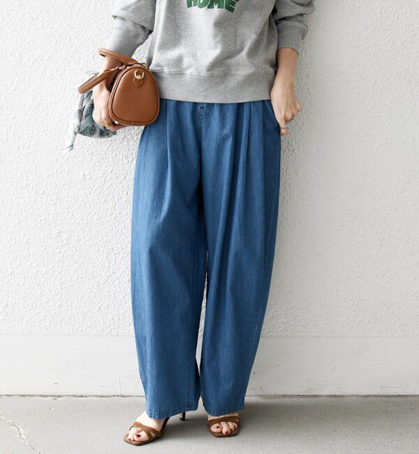 SHIPS any「SHIPS any:〈洗濯機可能〉ライト デニム バレル タック パンツ」|デニム|