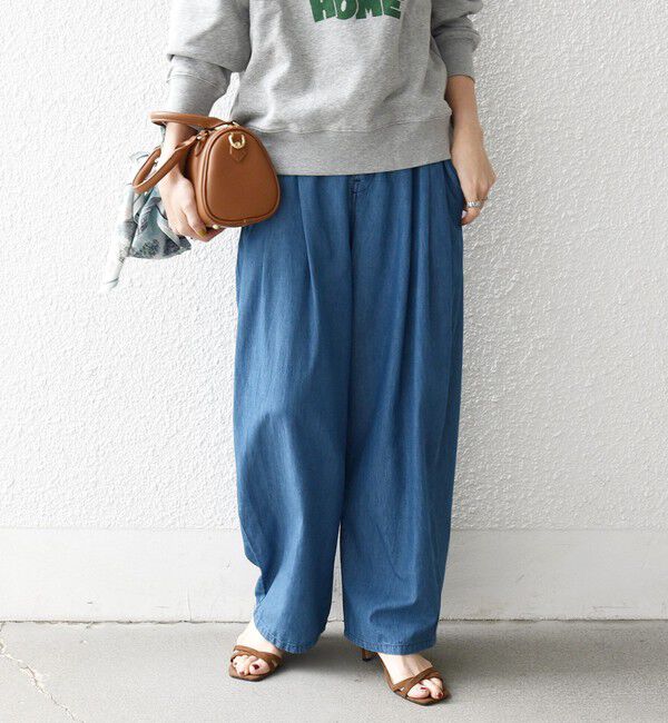 SHIPS any「SHIPS any:〈洗濯機可能〉ライト デニム バレル タック パンツ」|デニム|