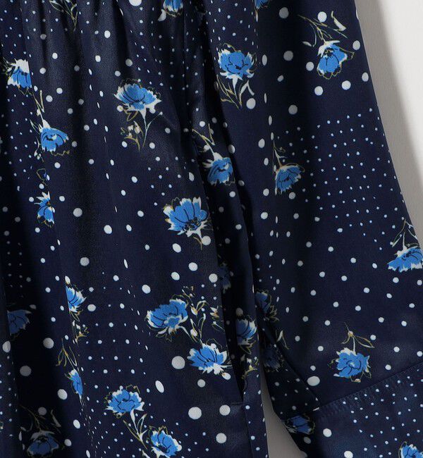 quaranciel「quaranciel: ドット フラワー プリント Iライン ギャザー ワンピース」|ワンピース|