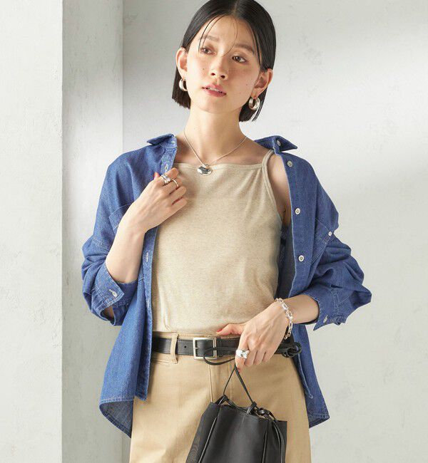 SHIPS for women「《予約》【SHIPS別注】GGG:〈手洗い可能〉スクエアネック リブ タンクトップ」|キャミソール|