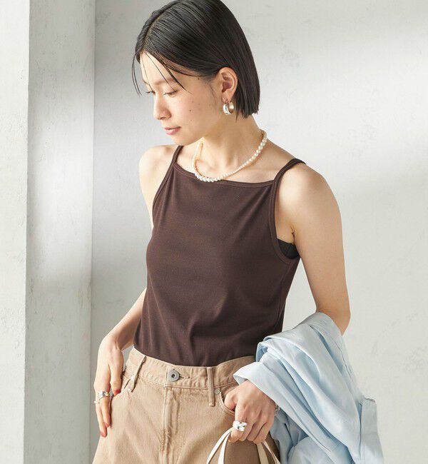 SHIPS for women「《予約》【SHIPS別注】GGG:〈手洗い可能〉スクエアネック リブ タンクトップ」|キャミソール|