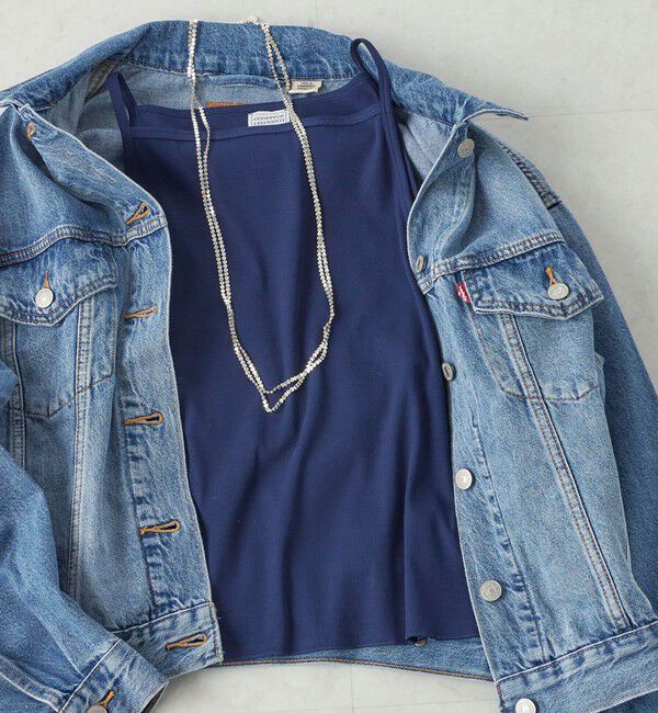 SHIPS for women「《予約》【SHIPS別注】GGG:〈手洗い可能〉スクエアネック リブ タンクトップ」|キャミソール|ネイビー