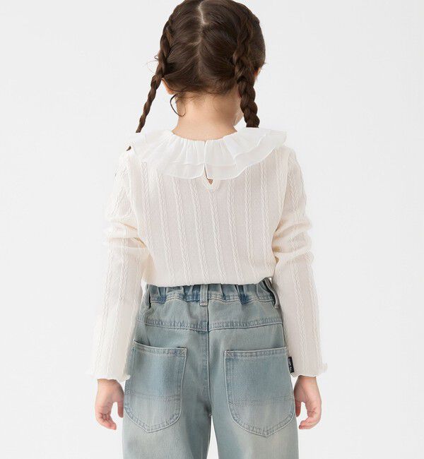 SHIPS Colors 「SHIPS Colors:100～130cm /〈洗濯機可能〉ケーブル チュールカラー ロンT」|Tシャツ・カットソー|