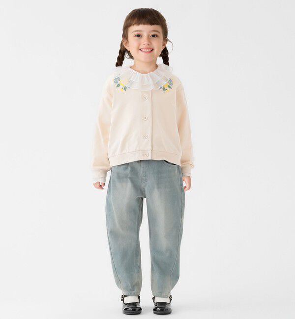 SHIPS Colors 「SHIPS Colors:100～130cm /〈洗濯機可能〉ケーブル チュールカラー ロンT」|Tシャツ・カットソー|