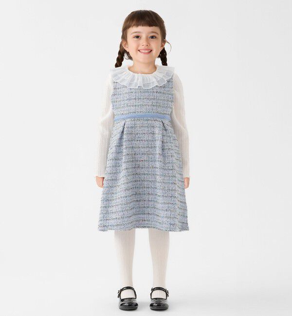 SHIPS Colors 「SHIPS Colors:100～130cm /〈洗濯機可能〉ケーブル チュールカラー ロンT」|Tシャツ・カットソー|