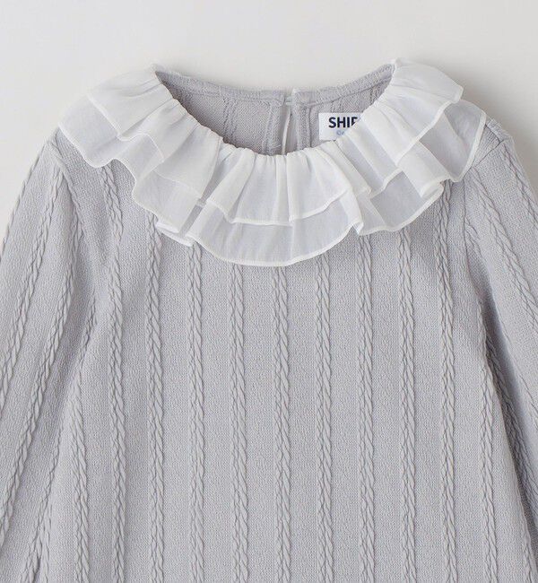 SHIPS Colors 「SHIPS Colors:100～130cm /〈洗濯機可能〉ケーブル チュールカラー ロンT」|Tシャツ・カットソー|