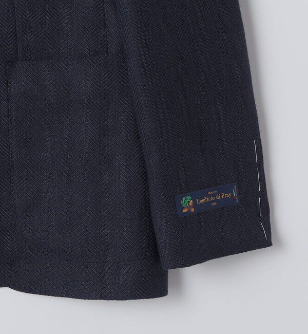 SHIPS「SHIPS: Lanificio di Pray ヘリンボーン ネイビー ジャケット」|テーラードジャケット|