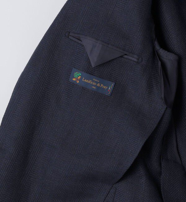 SHIPS「SHIPS: Lanificio di Pray ヘリンボーン ネイビー ジャケット」|テーラードジャケット|