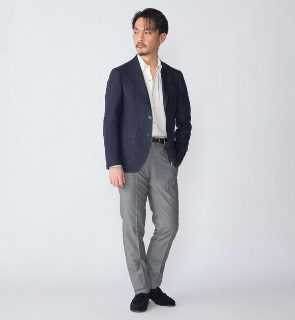 SHIPS「SHIPS: Lanificio di Pray ヘリンボーン ネイビー ジャケット」|テーラードジャケット|