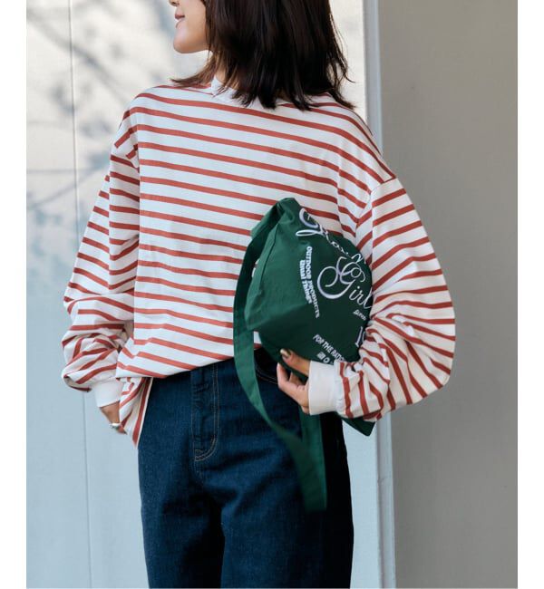 OUTDOOR PRODUCTS Usual Things「コットンボーダークルーネックワイドTEE」|Tシャツ・カットソー|ブラウン