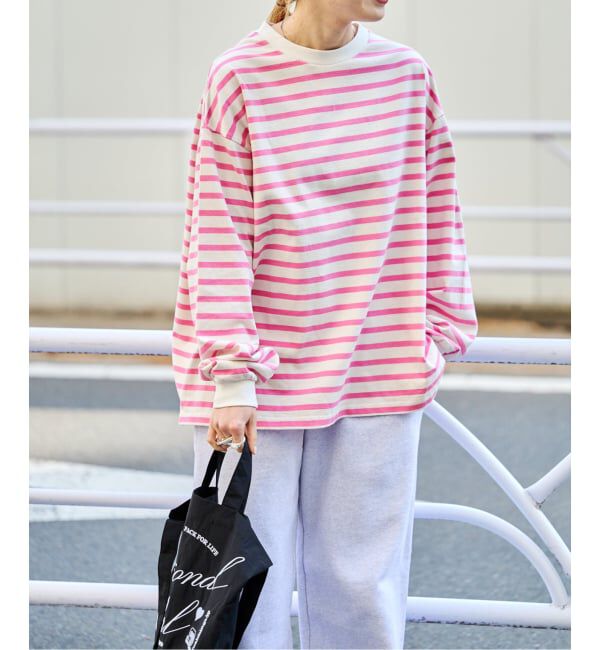 OUTDOOR PRODUCTS Usual Things「コットンボーダークルーネックワイドTEE」|Tシャツ・カットソー|