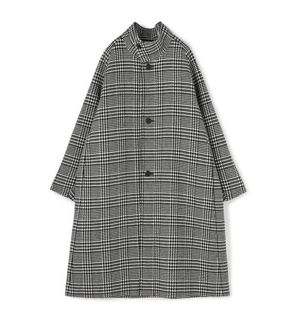 CABaN「CABaN ウールダブルフェイス グレンチェックスタンドカラーコート」|ステンカラーコート|18 ブラック系
