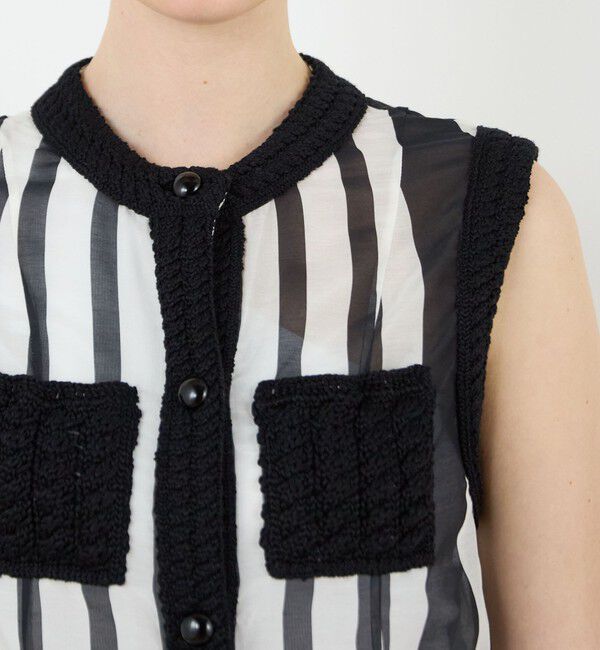 DES PRES「サークルストライププリント スリーブレスブラウス」|シャツ・ブラウス|