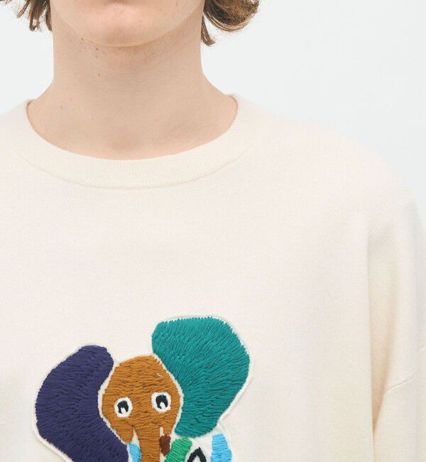 CABaN「CABaN コットンカシミヤ Elephantエンブロイダリークルーネックプルオーバー」|ニット・セーター|
