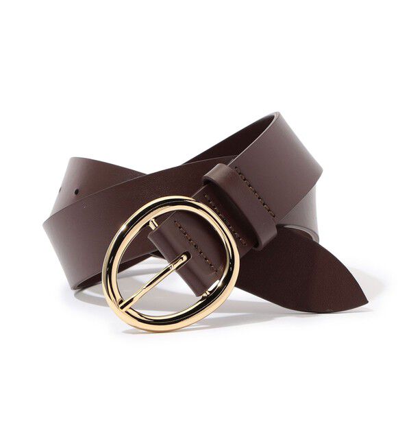 TOMORROWLAND GOODS「LEFIJE ROUND BUCKLE レザーベルト」|ベルト|49 ダークブラウン