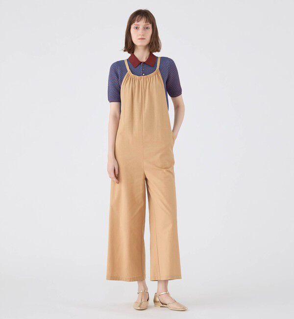 MACPHEE「コットンジョーゼット ギャザーオールインワン」|オールインワン|