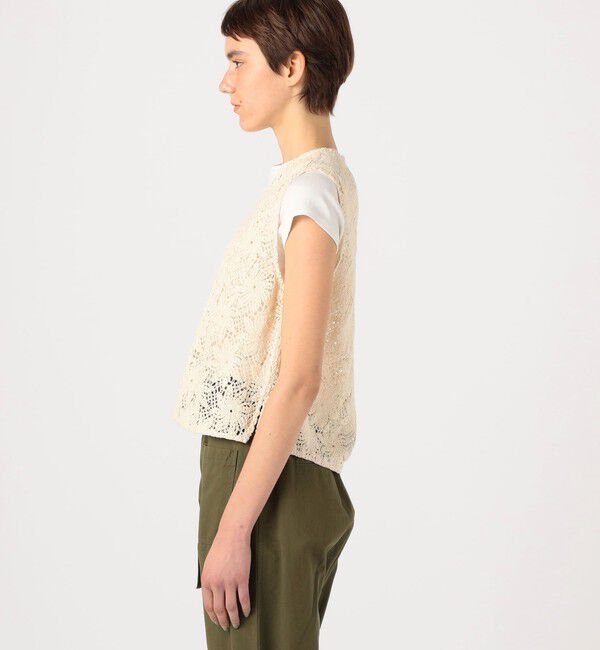 MACPHEE「ウィンドミルクロシェ Vネックベスト」|ベスト・ジレ|