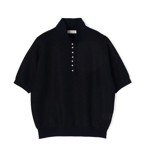 Ballsey「パールメッシュコンビ ポロカラープルオーバー」|ニット・セーター|69 ネイビー