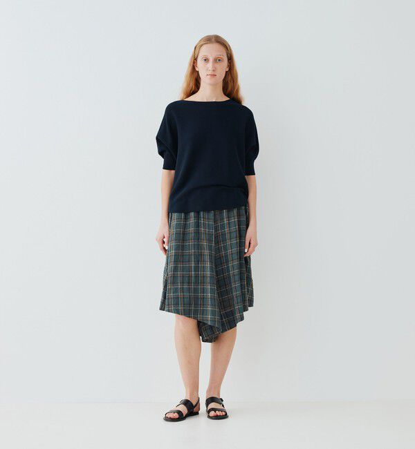 GALERIE VIE「クレープガーター ドルマンハーフスリーブ プルオーバー」|ニット・セーター|