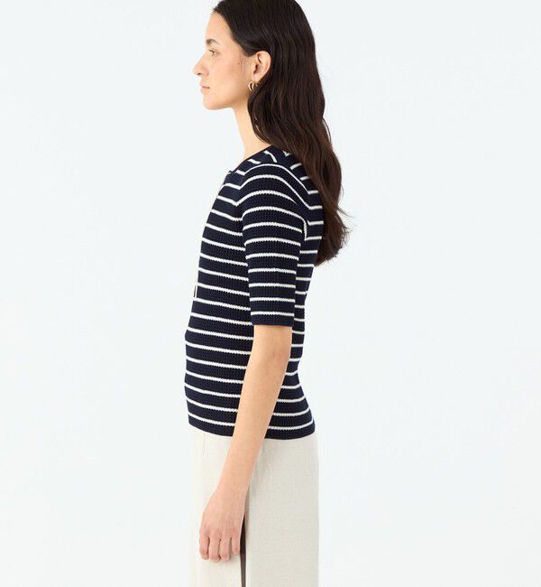 MACPHEE「マリンボーダー レースアッププルオーバー」|ニット・セーター|