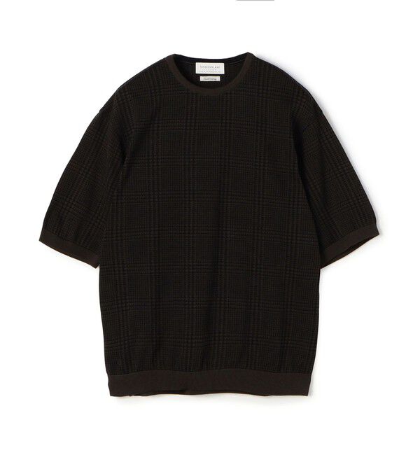 TOMORROWLAND MENS「TOMORROWLAND tricot チェック柄 コットンハーフスリーブ ニット」|ニット・セーター|48 ダークブラウン系