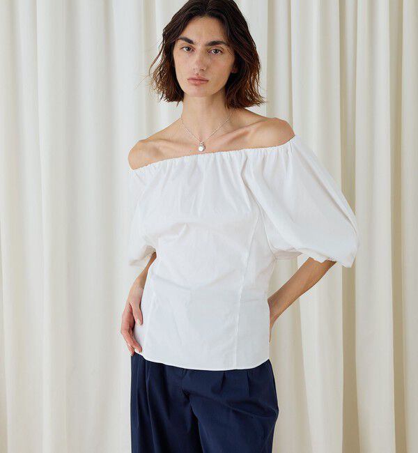 DES PRES「ストレッチポプリン ギャザーブラウス」|シャツ・ブラウス|