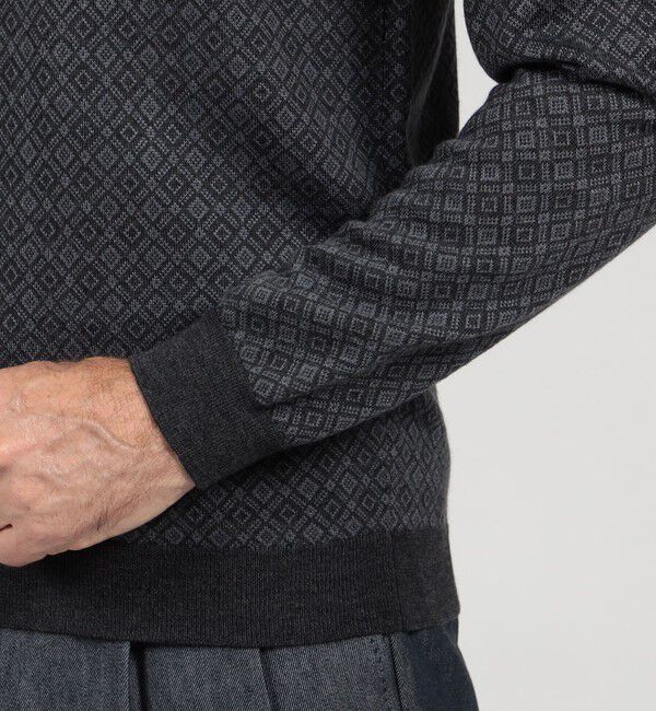 TOMORROWLAND MENS「ウールシルクカシミヤ ジオメトリック柄 クルーネックプルオーバーニット」|ニット・セーター|