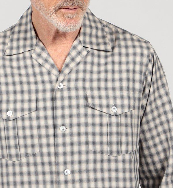 TOMORROWLAND MENS「コットンオンブレーチェック ダブルポケットオープンカラーシャツ ALBINI」|シャツ・ブラウス|