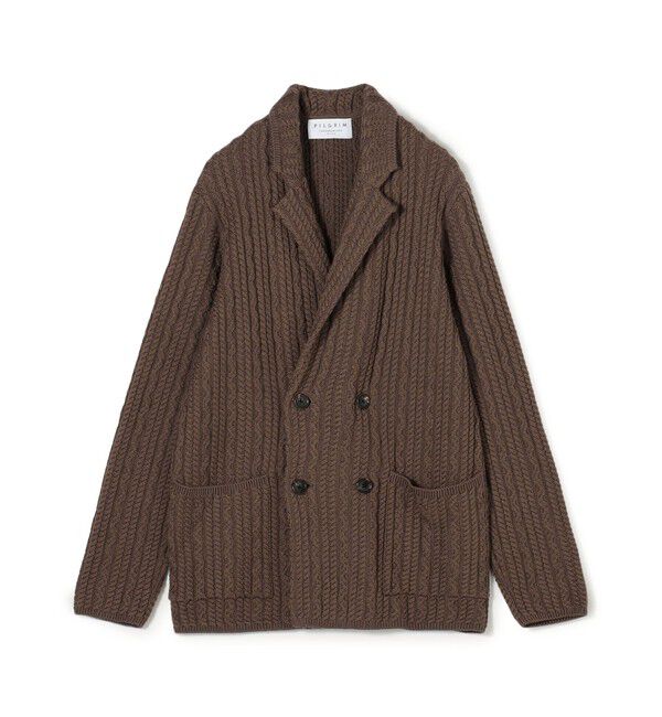 TOMORROWLAND MENS「ウールケーブルニット ダブルブレスト4Bジャケット」|ニット・セーター|47 ブラウン