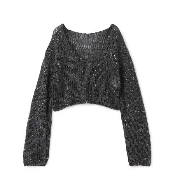 DES PRES「アルパカラメ ショートVネックプルオーバー」|ニット・セーター|15 グレー