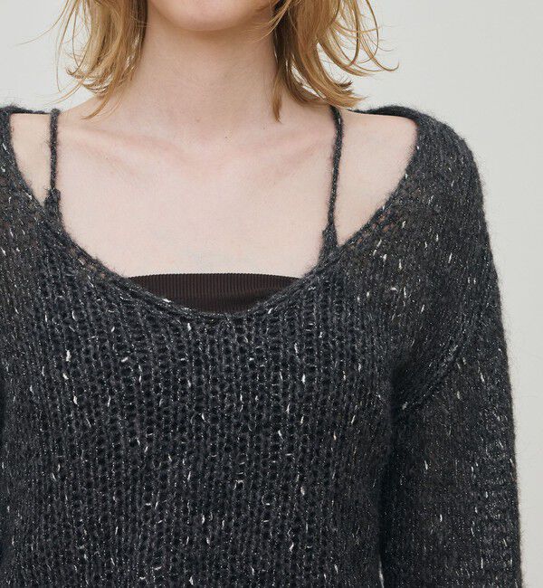 DES PRES「アルパカラメ ショートVネックプルオーバー」|ニット・セーター|