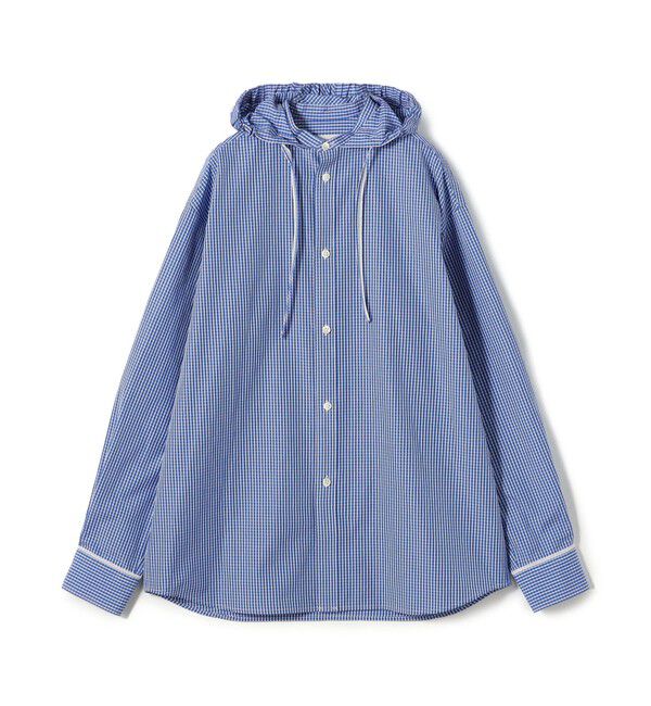 Edition「edition pourell コットンチェック フーデッドシャツ」|シャツ・ブラウス|64 ブルー系